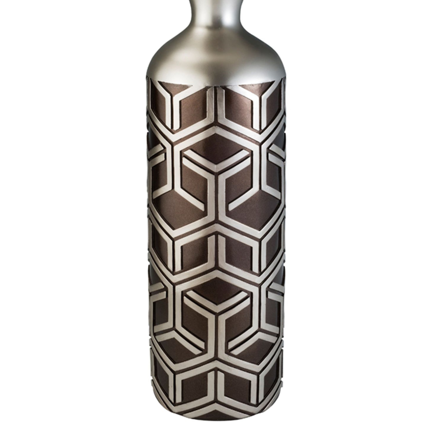 22" Tall Decorative Chestnut and Silver Weave Design Vase