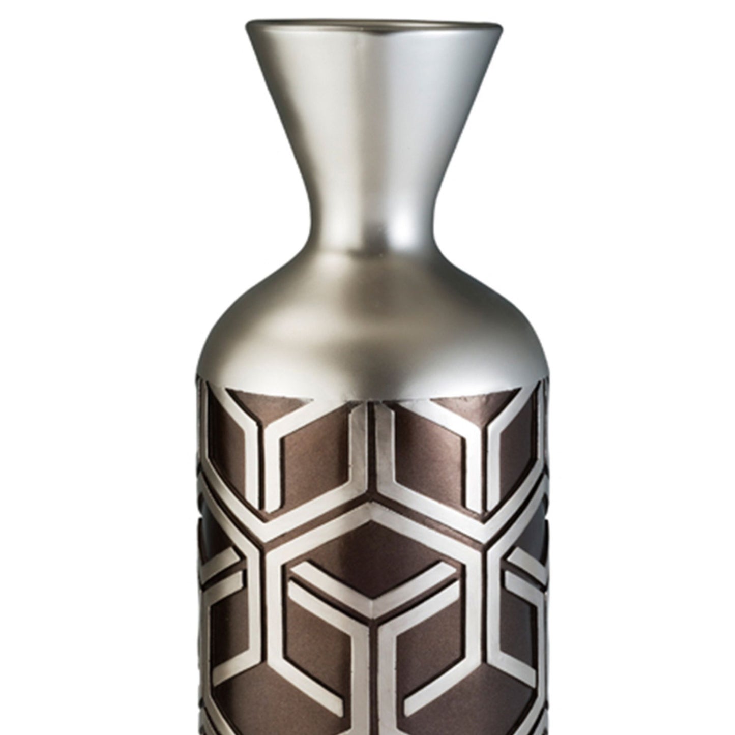 22" Tall Decorative Chestnut and Silver Weave Design Vase