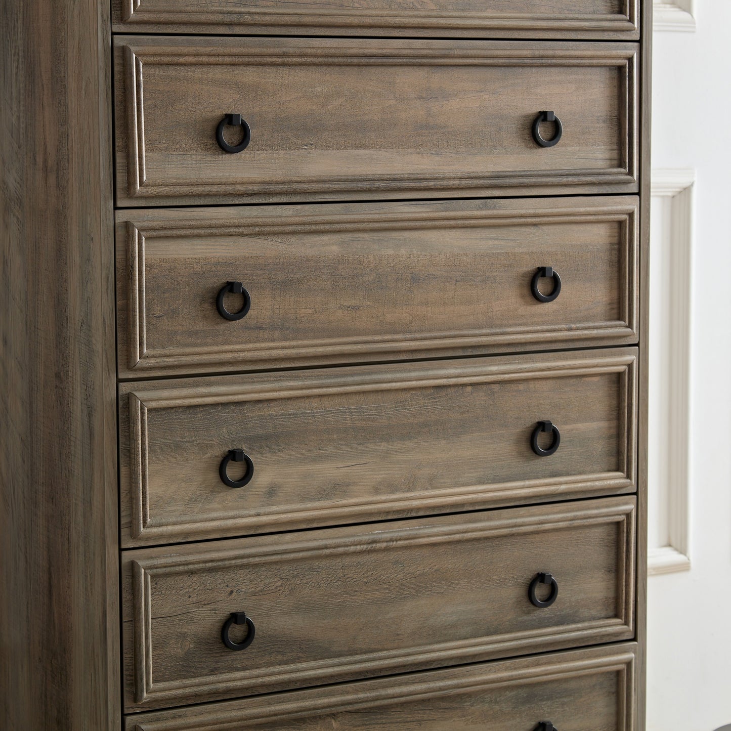 Modern Light Wood 6 Drawer Tall Dresser