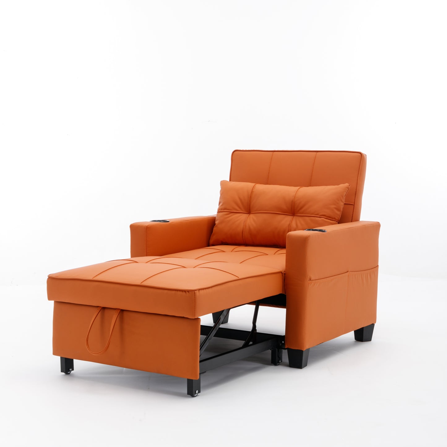 Orange Leather 3-in-1 Convertible Chair