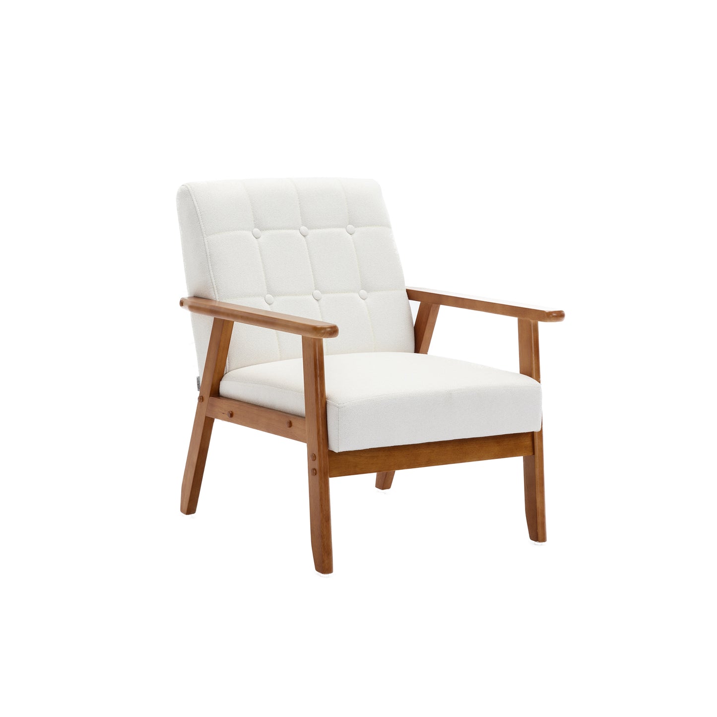 White Cushioned Rubberwood Accent Chair and Table