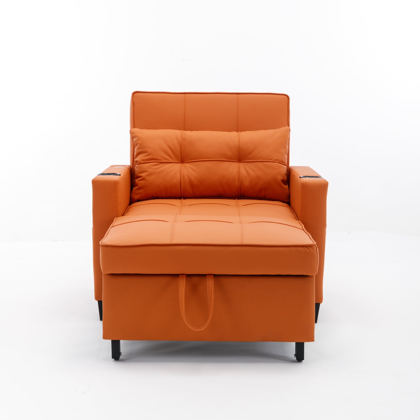 Orange Leather 3-in-1 Convertible Chair