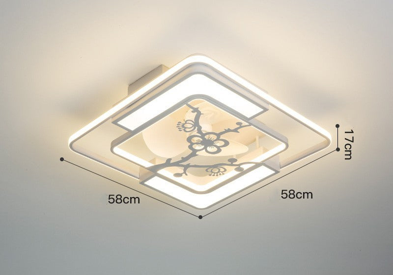 Square Floral Acrylic Ceiling Fan Light 58 cm x 17 cm