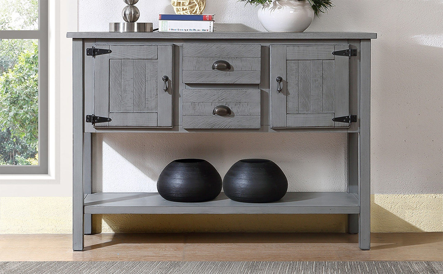 Antique Gray Sideboard Console Table