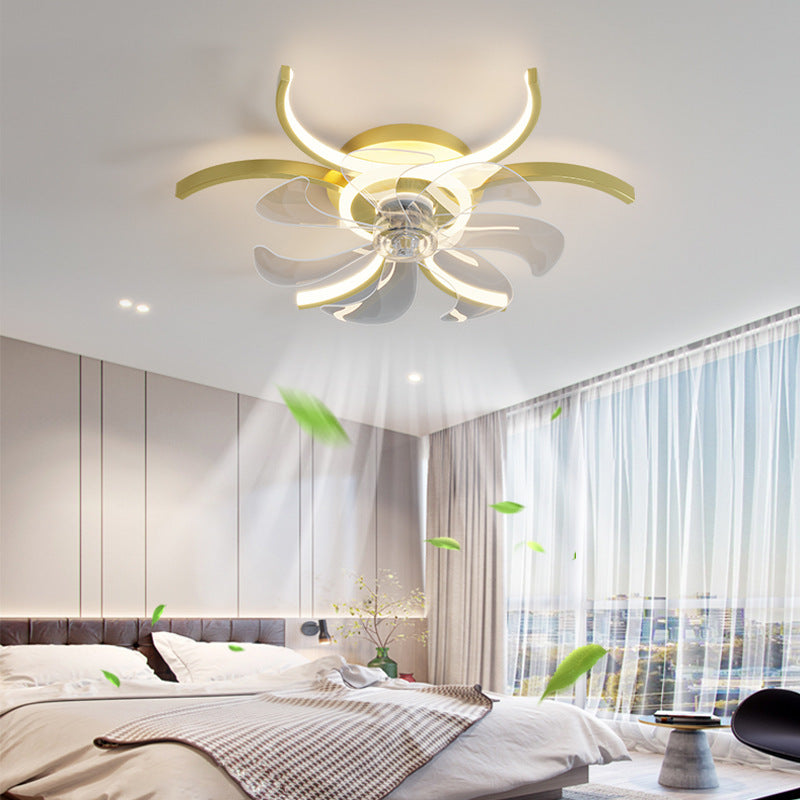 Intelligent Suction Floral Ceiling Fan Lamp