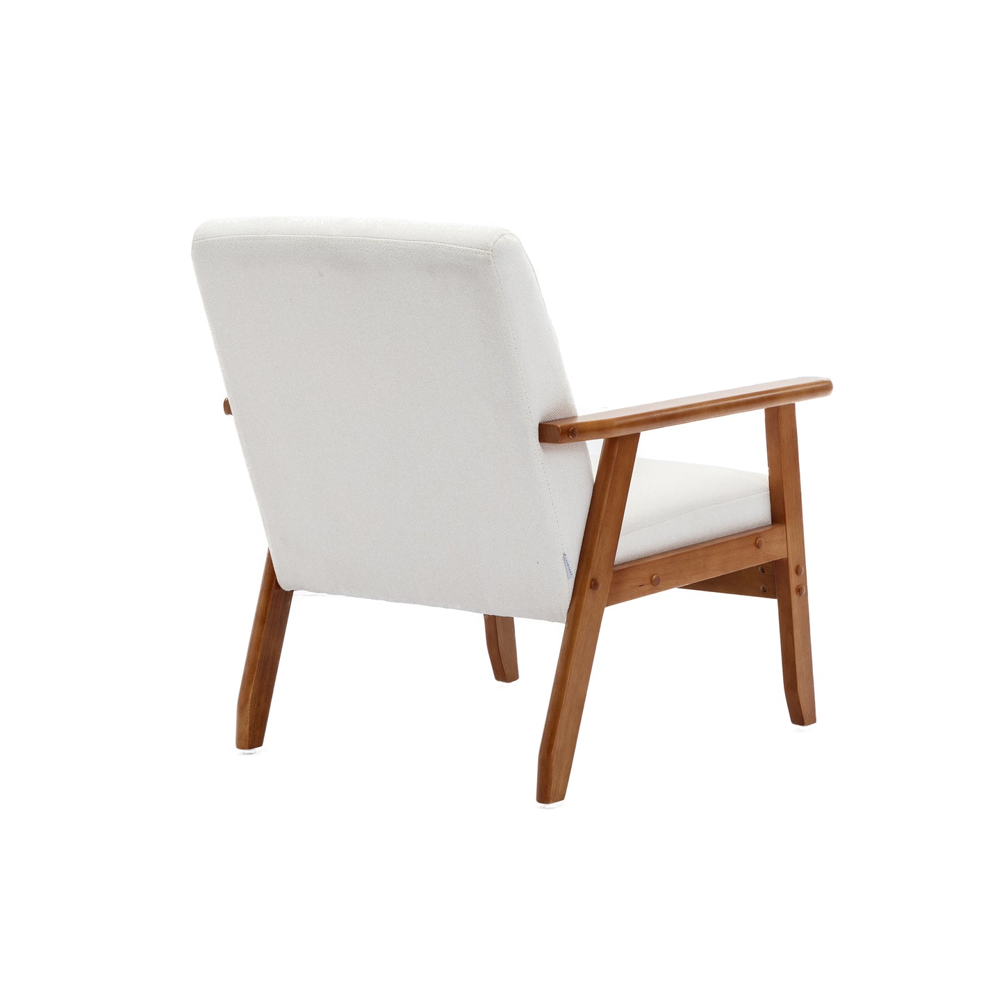 White Cushioned Rubberwood Accent Chair and Table