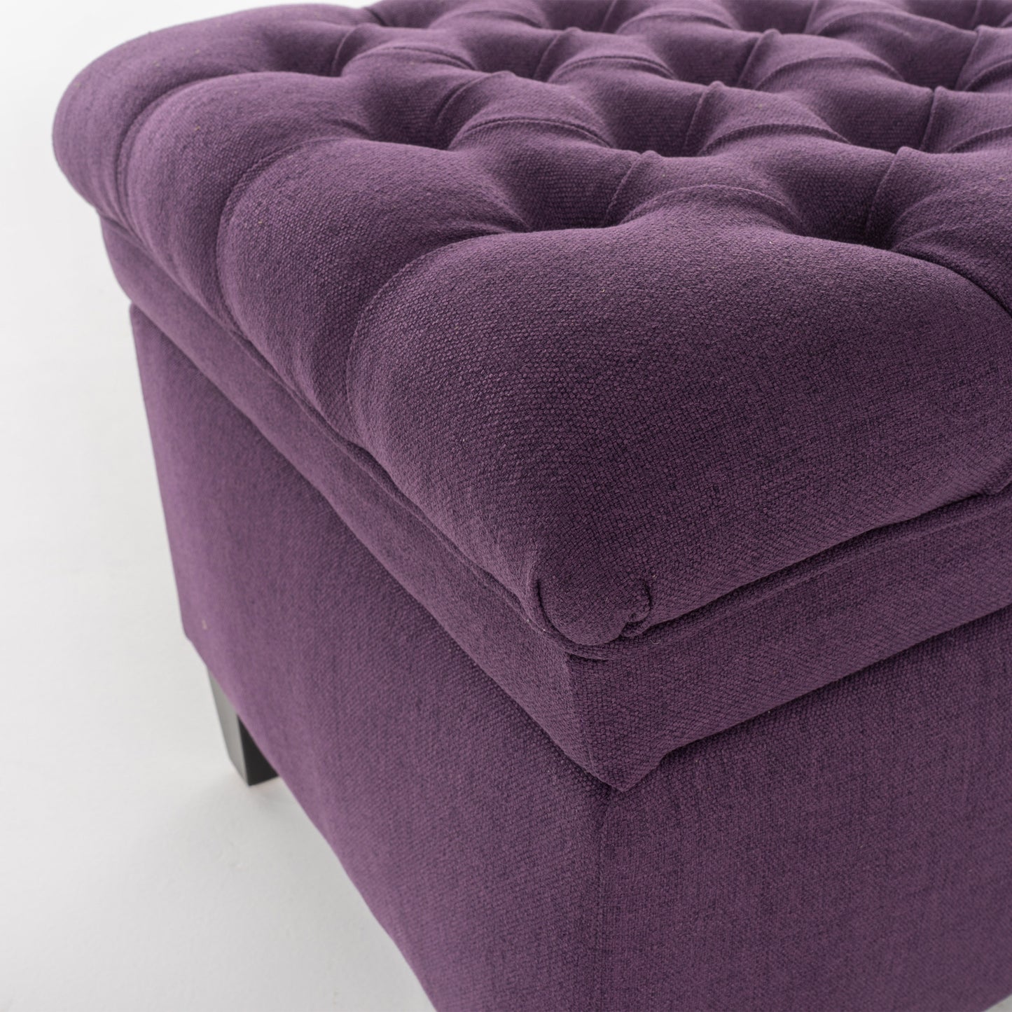 Purple Button Tufted Velvet Storage Bench