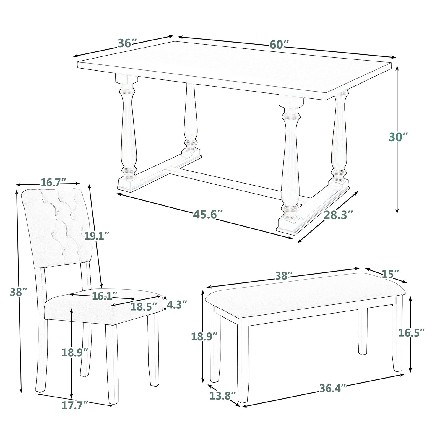 Gray 6-Piece Dining Set