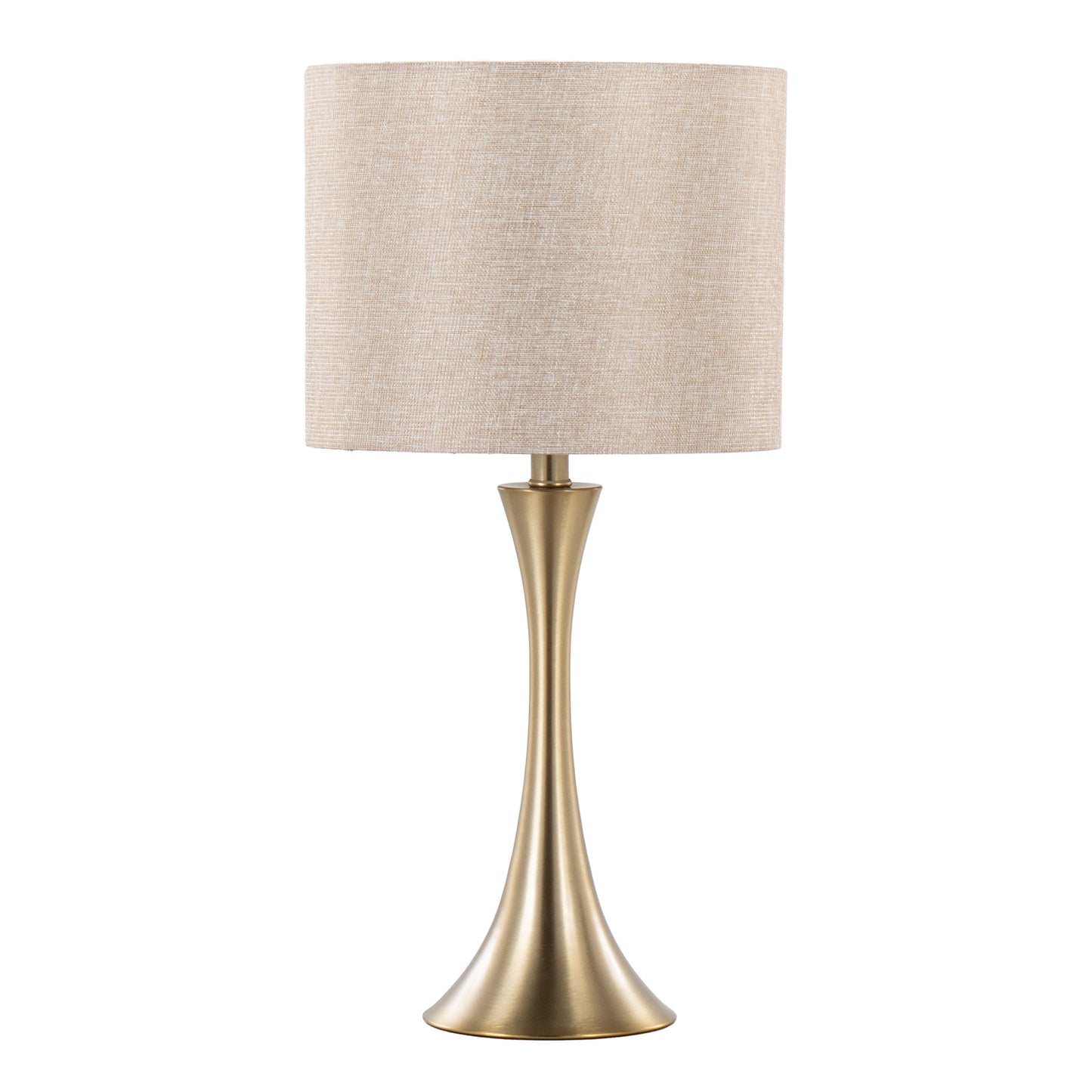 Gold Metal Table Lamp with Golden Metallic Linen Shade - Set of 2