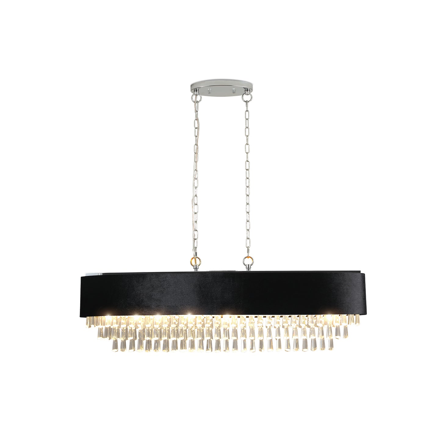 Modern Black Oblong Crystal Chandelier