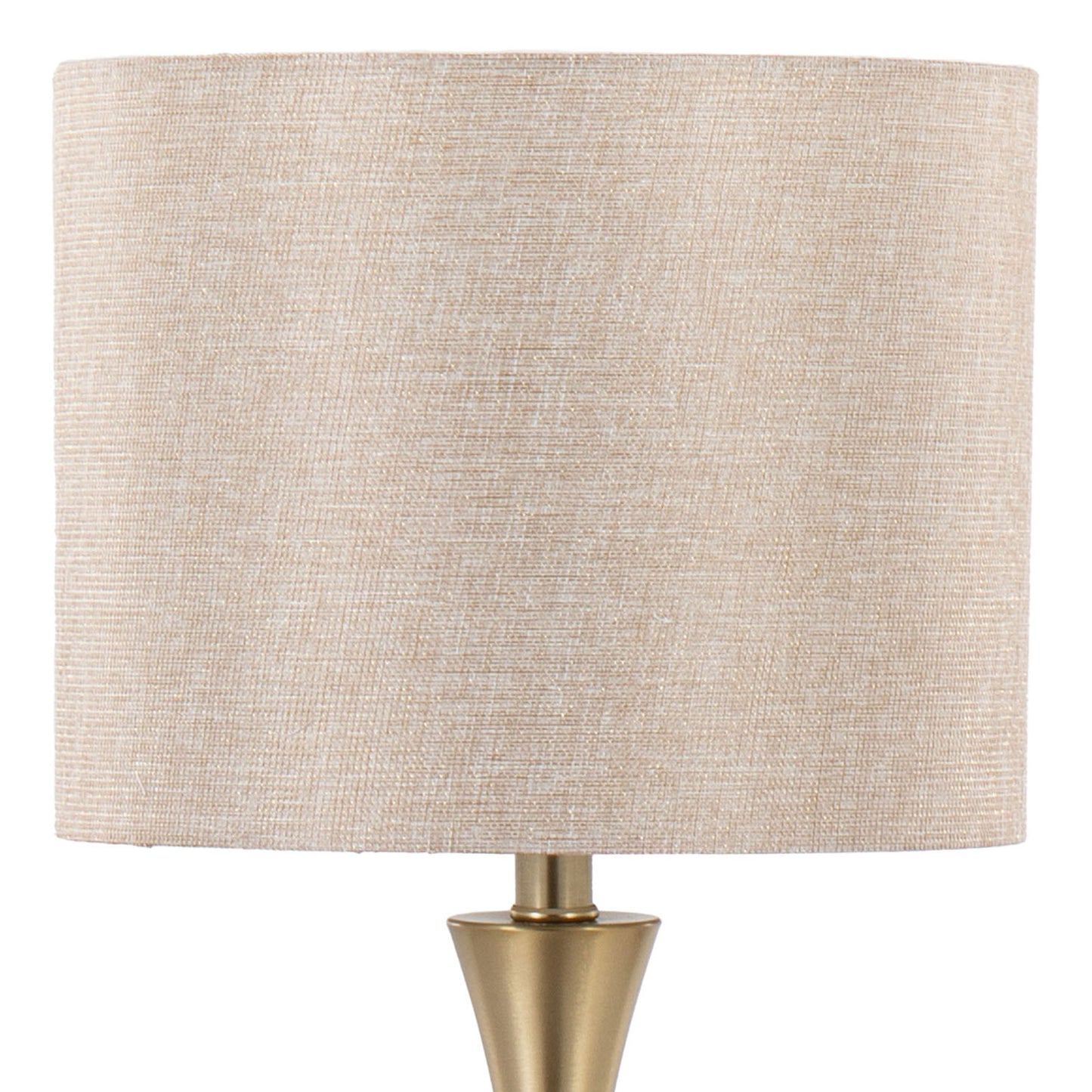 Gold Metal Table Lamp with Golden Metallic Linen Shade - Set of 2