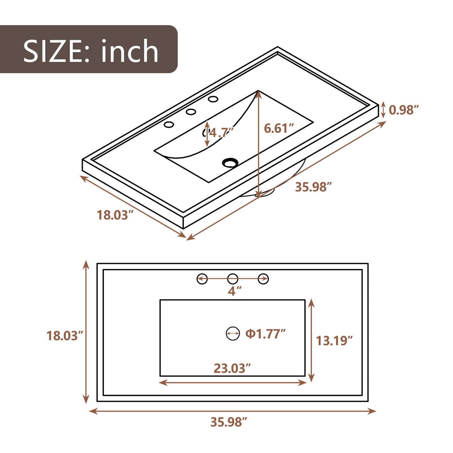 White 36" Bathroom Vanity with Sink Combo