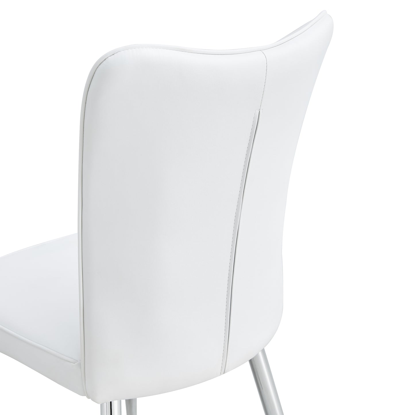 Modern Minimalist 4-Piece Set of White PU Dining Chairs