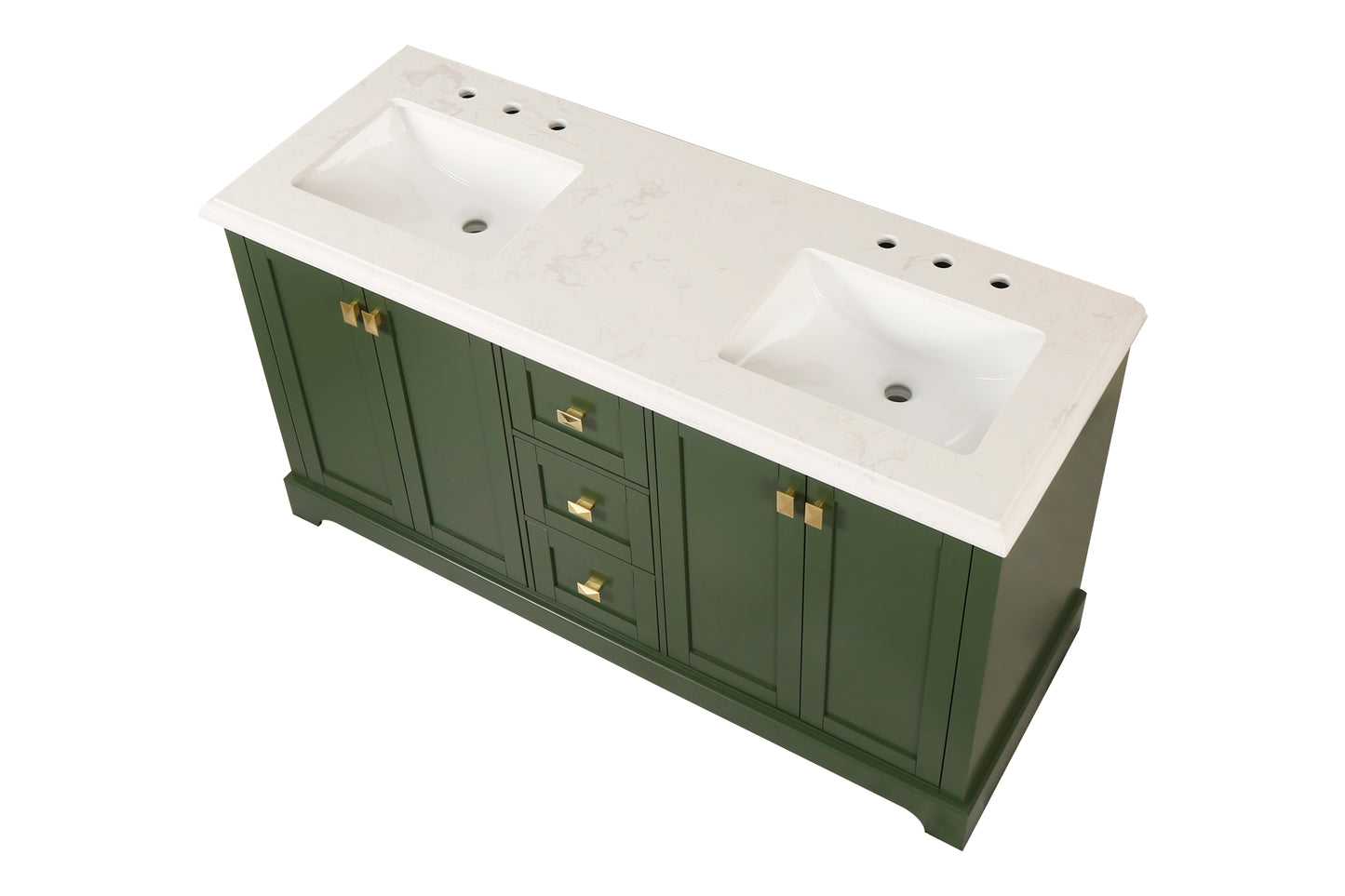 Green 60" Double Sink Vanity with Marble Countertop