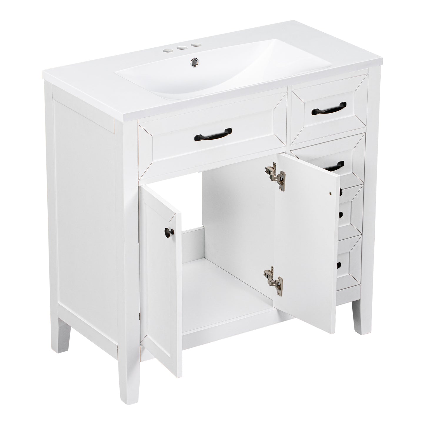 White 36" Bathroom Vanity with Sink Combo