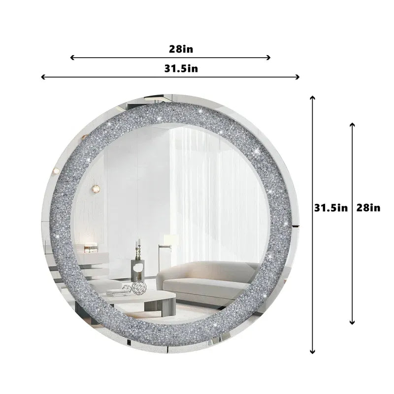 Round Crushed Diamond Wall Mirror