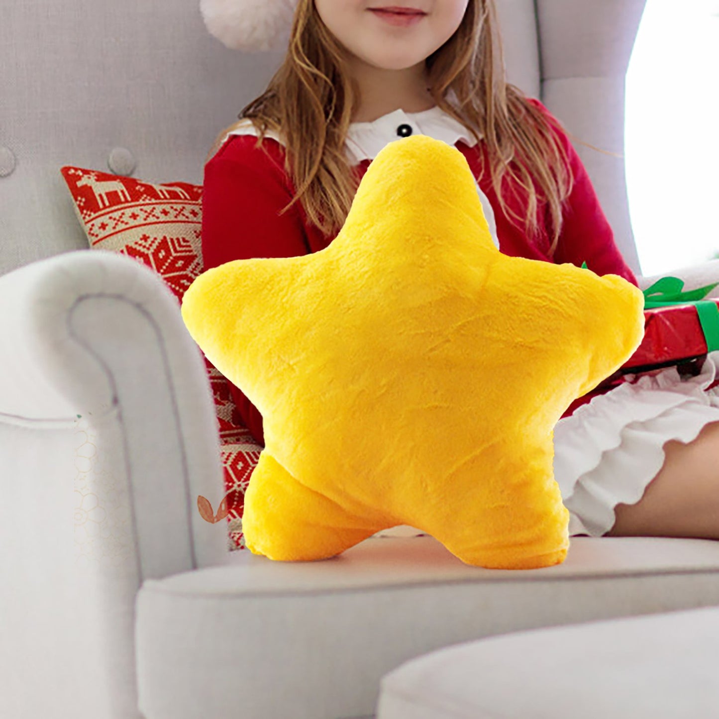 Furry Star Throw Pillow