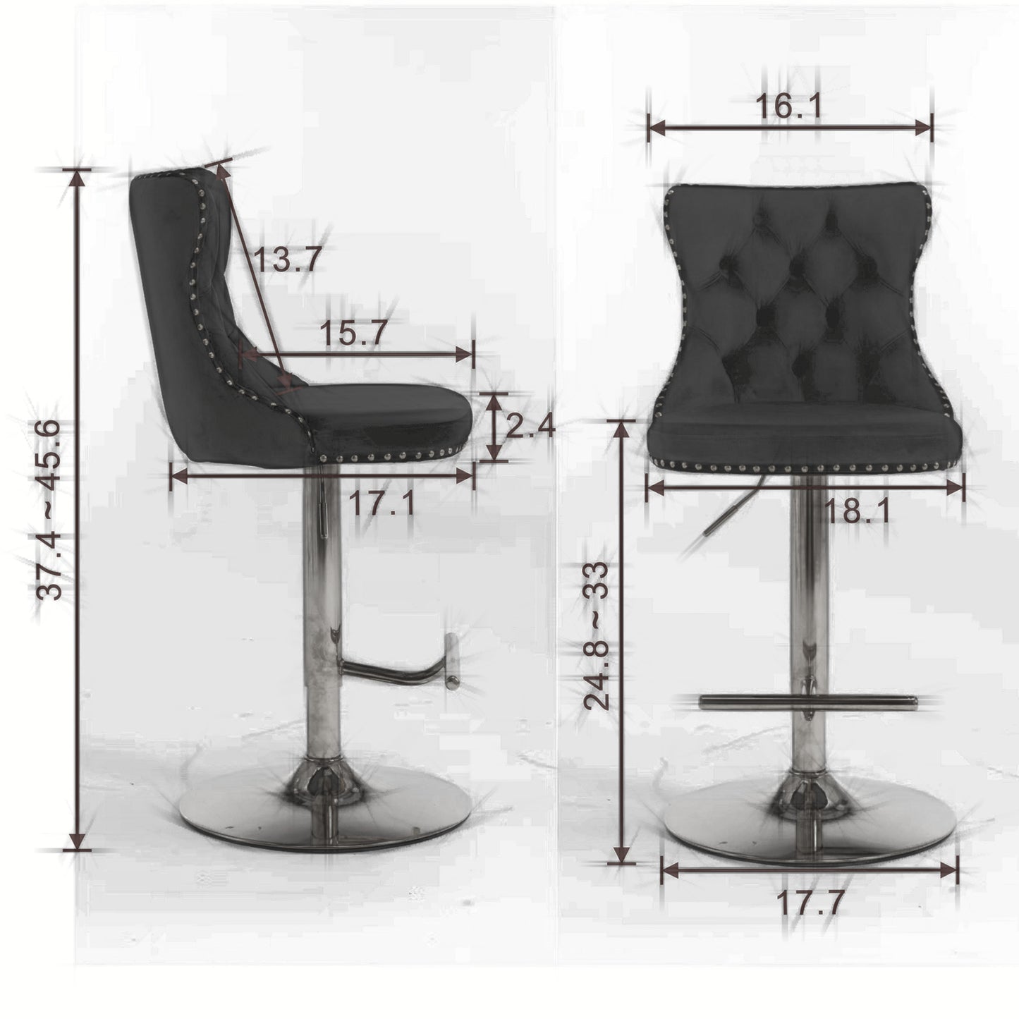 Swivel Brown PU leather Barstools