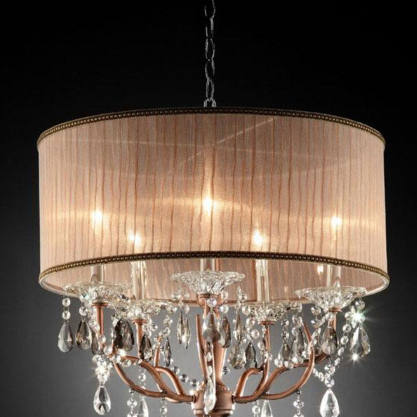 Pink Shaded Crystal Chandelier