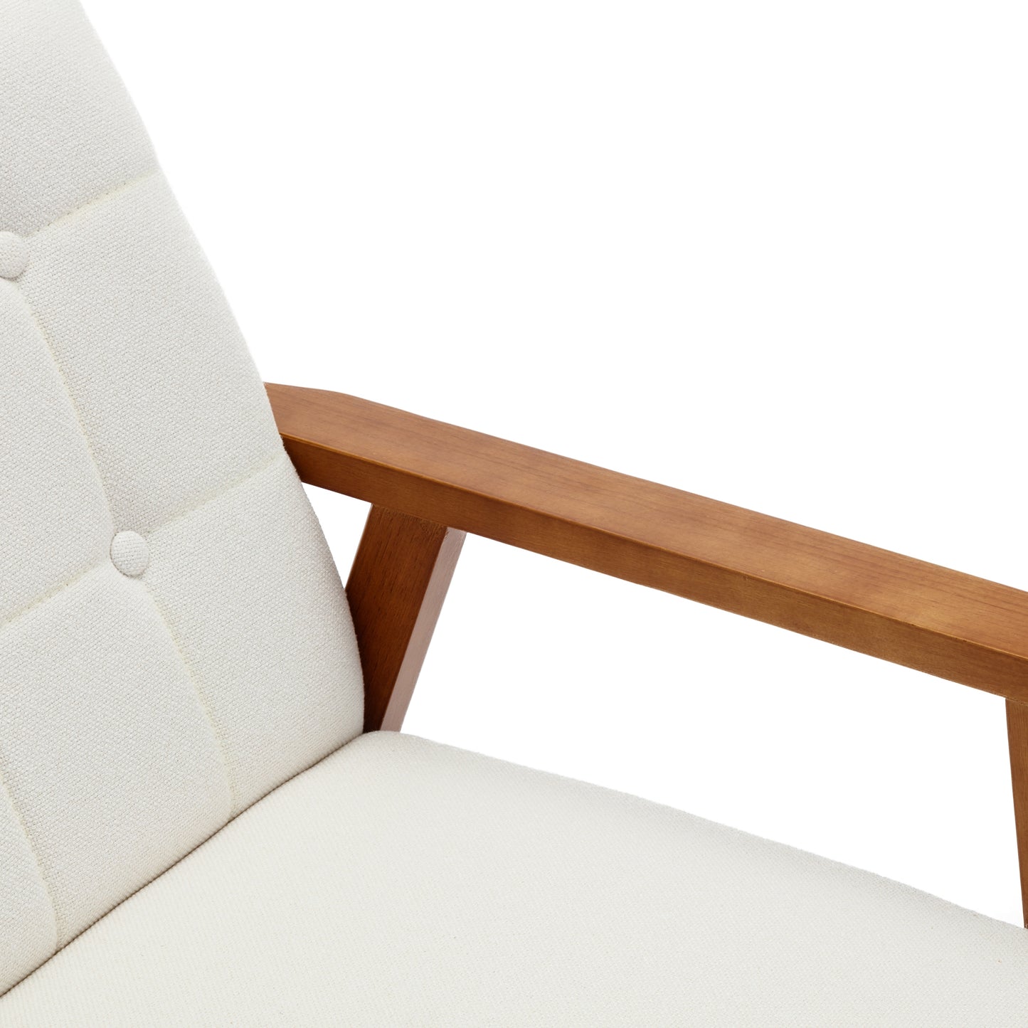 White Cushioned Rubberwood Accent Chair and Table