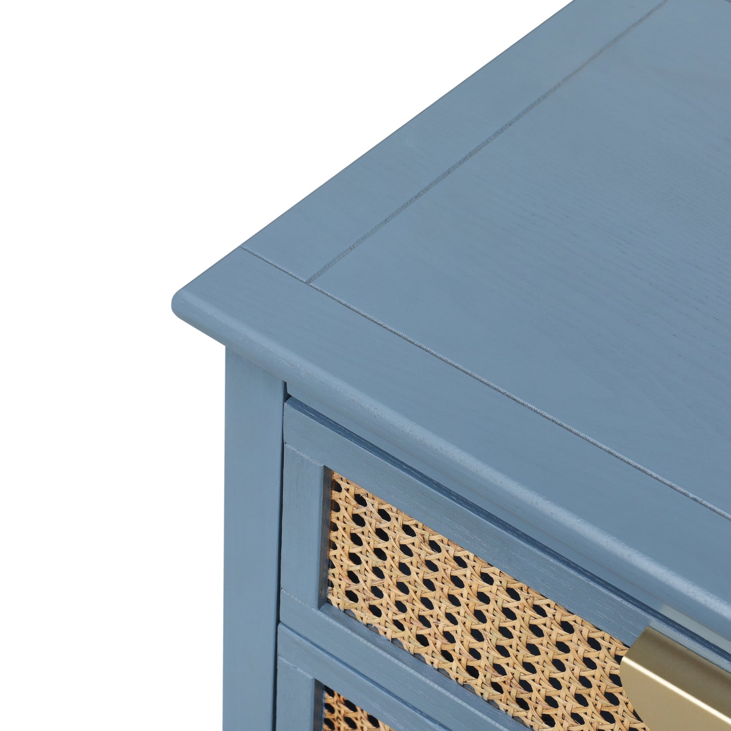 Blue Rattan 2 Drawer Side Table