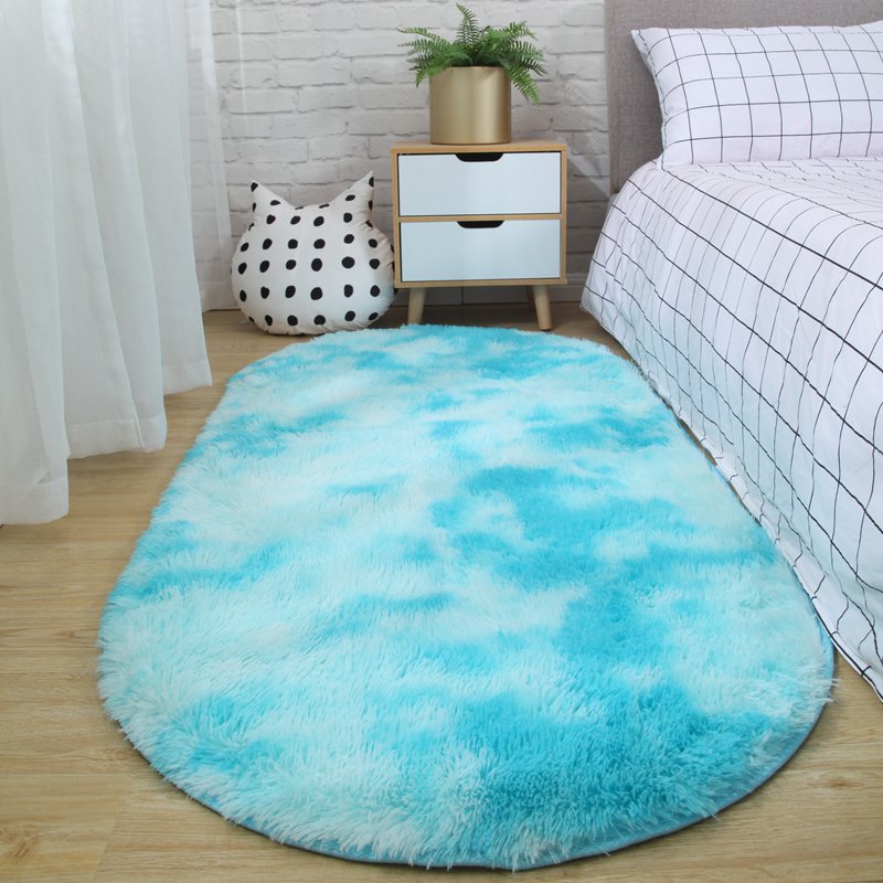 Sky Furry Oval Rug