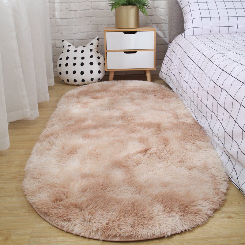 Brown Tie-Dye Furry Oval Rug