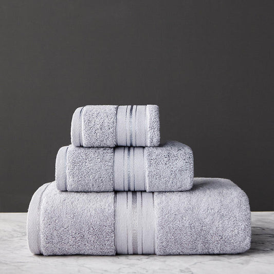 Thick Cotton Silver Towel Set