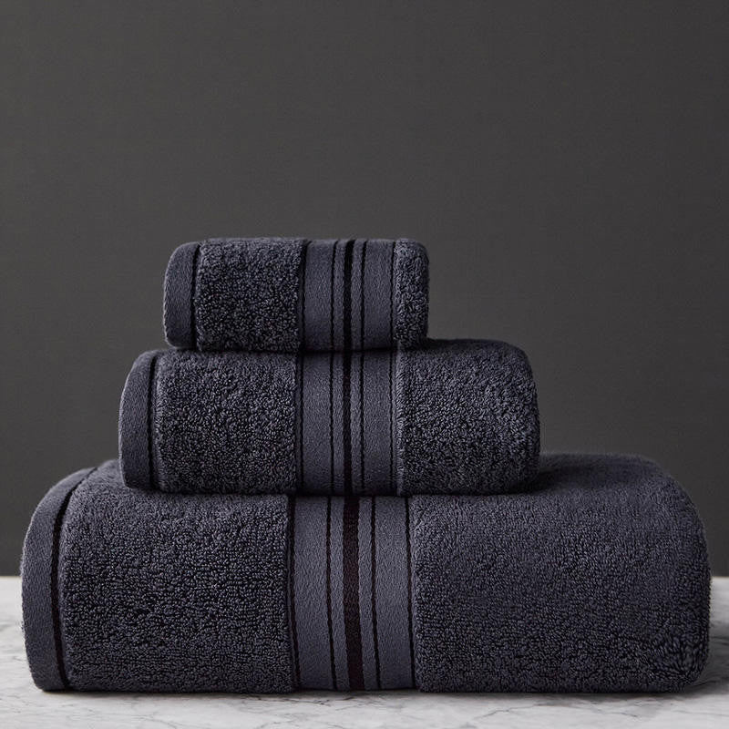 Pure Color Thick Cotton Bath Towel Set.