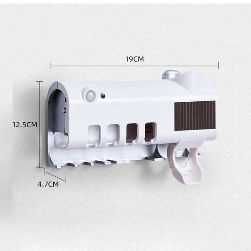 Toothbrush Sterilizer and Toothpaste Dispenser Rack