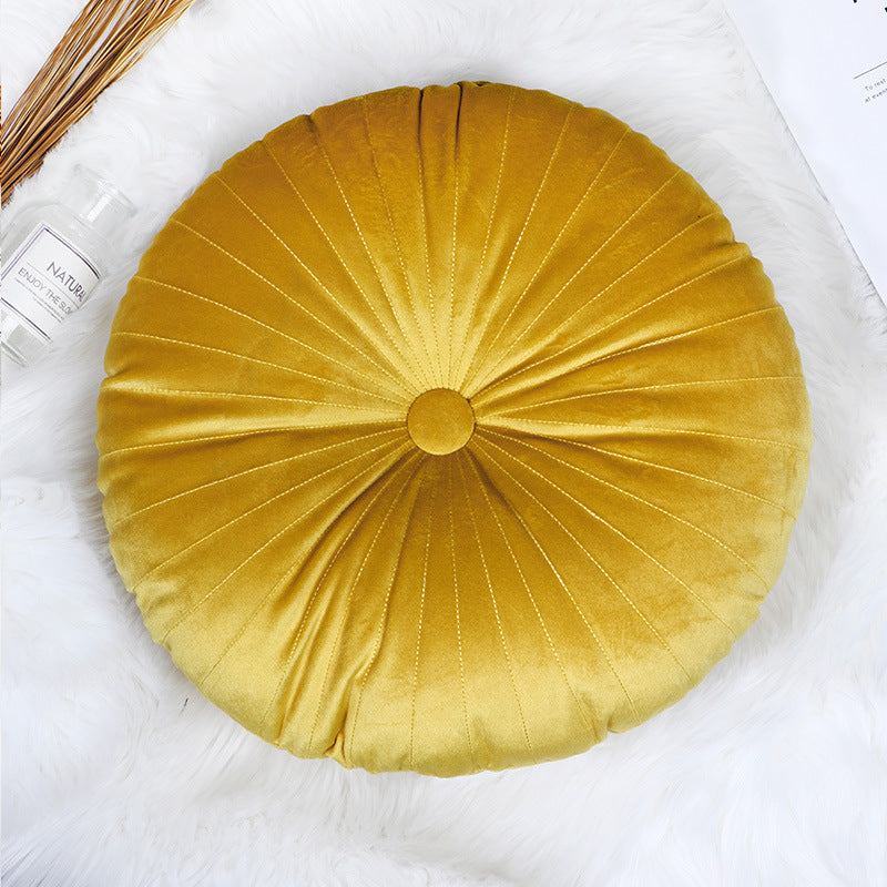 Yellow Round Velvet Throw Pillow