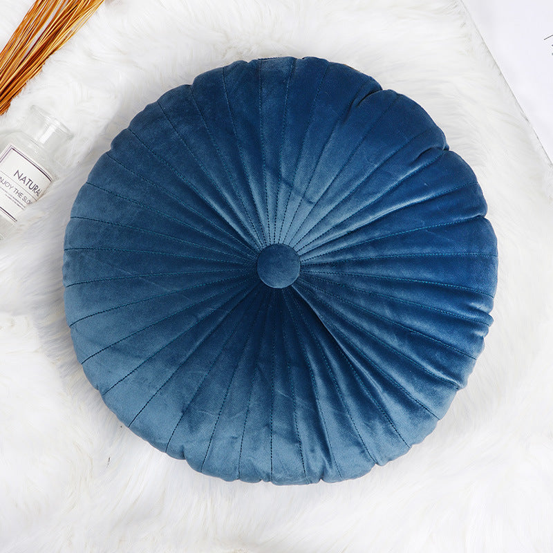 Blue Round Velvet Throw Pillow