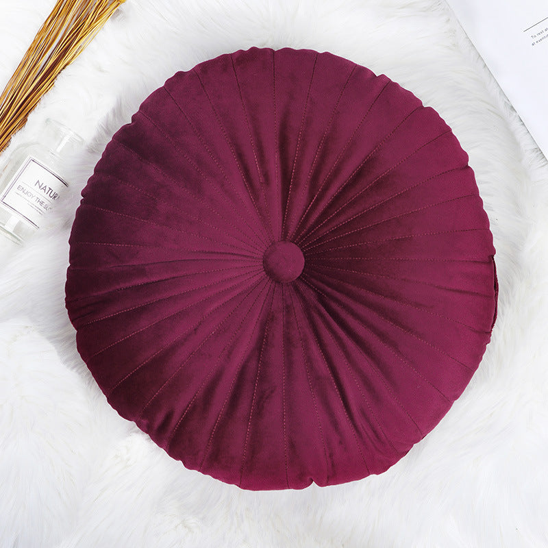 Burgundy Round Velvet Pillow