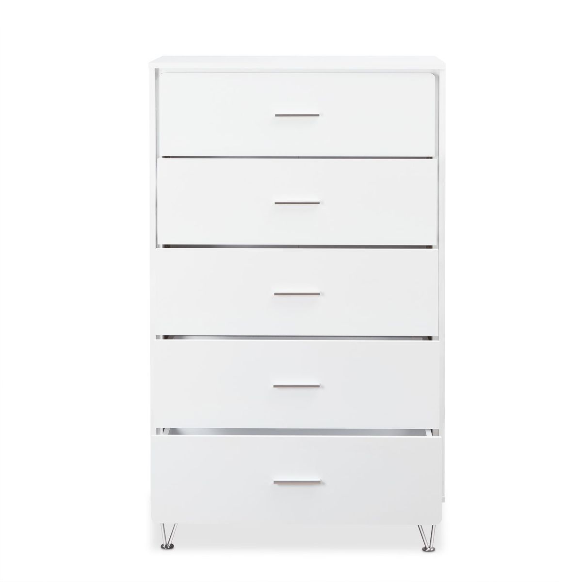 White Deoss 5 Drawer Tall Chest