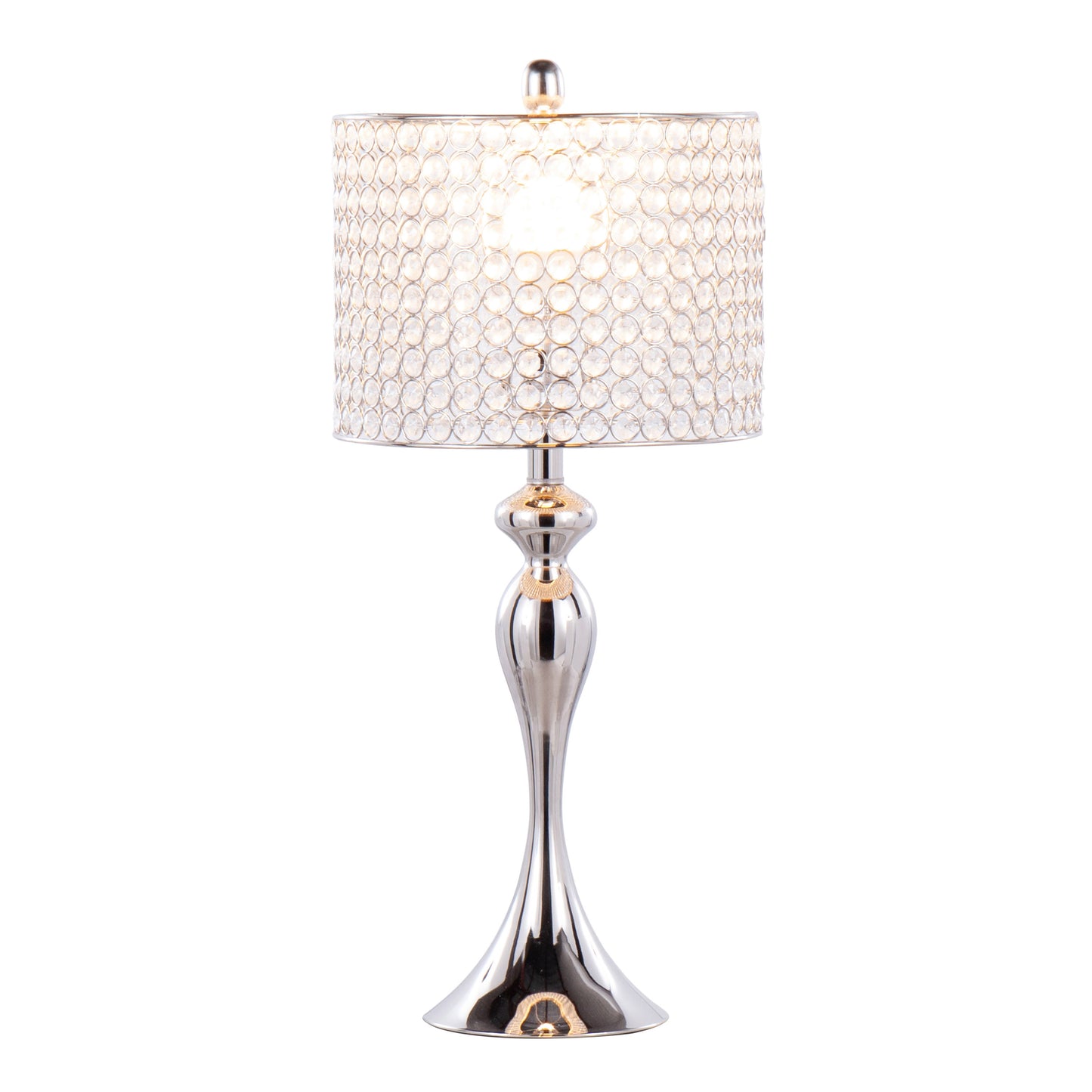 Polished Nickel with Crystal Bead Shade Table Lamps - Set of 2