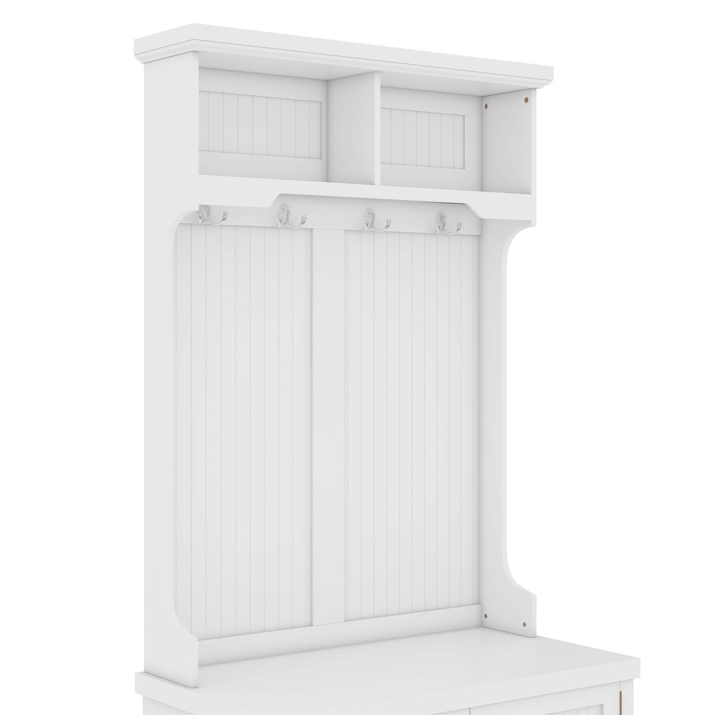 White Entryway 4-in-1 Design Coat Racks with Storage Bench