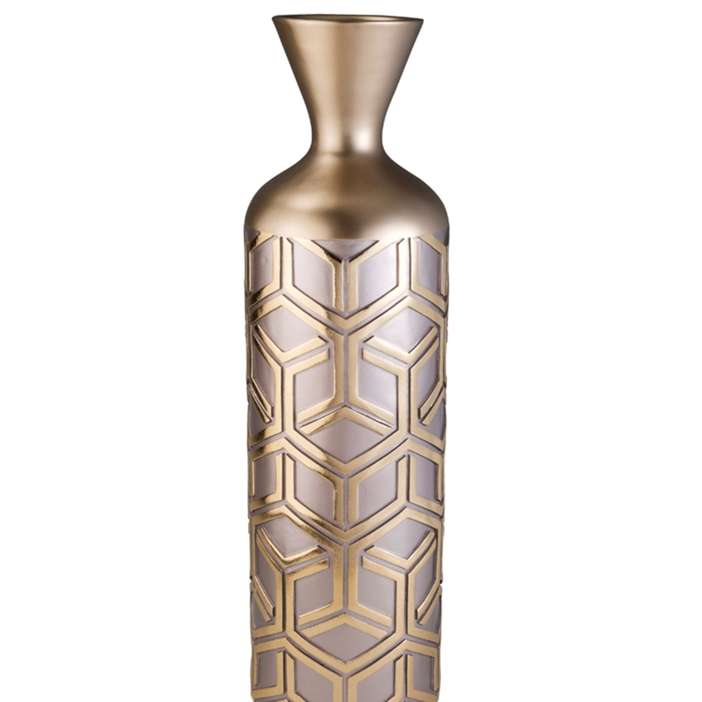 Rose Gold Geo 22" Tall Polyresin Decorative Vase