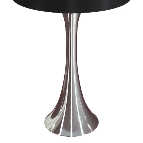 Polished Nickel Table Lamps with Black Silk-like Shade - Set of 2