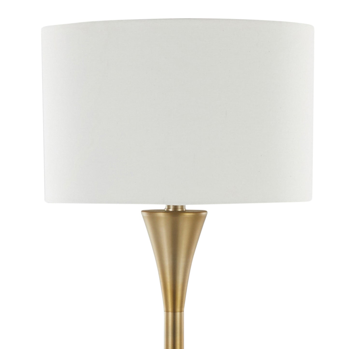 Gold Metal with White Linen Shade Floor Lamp