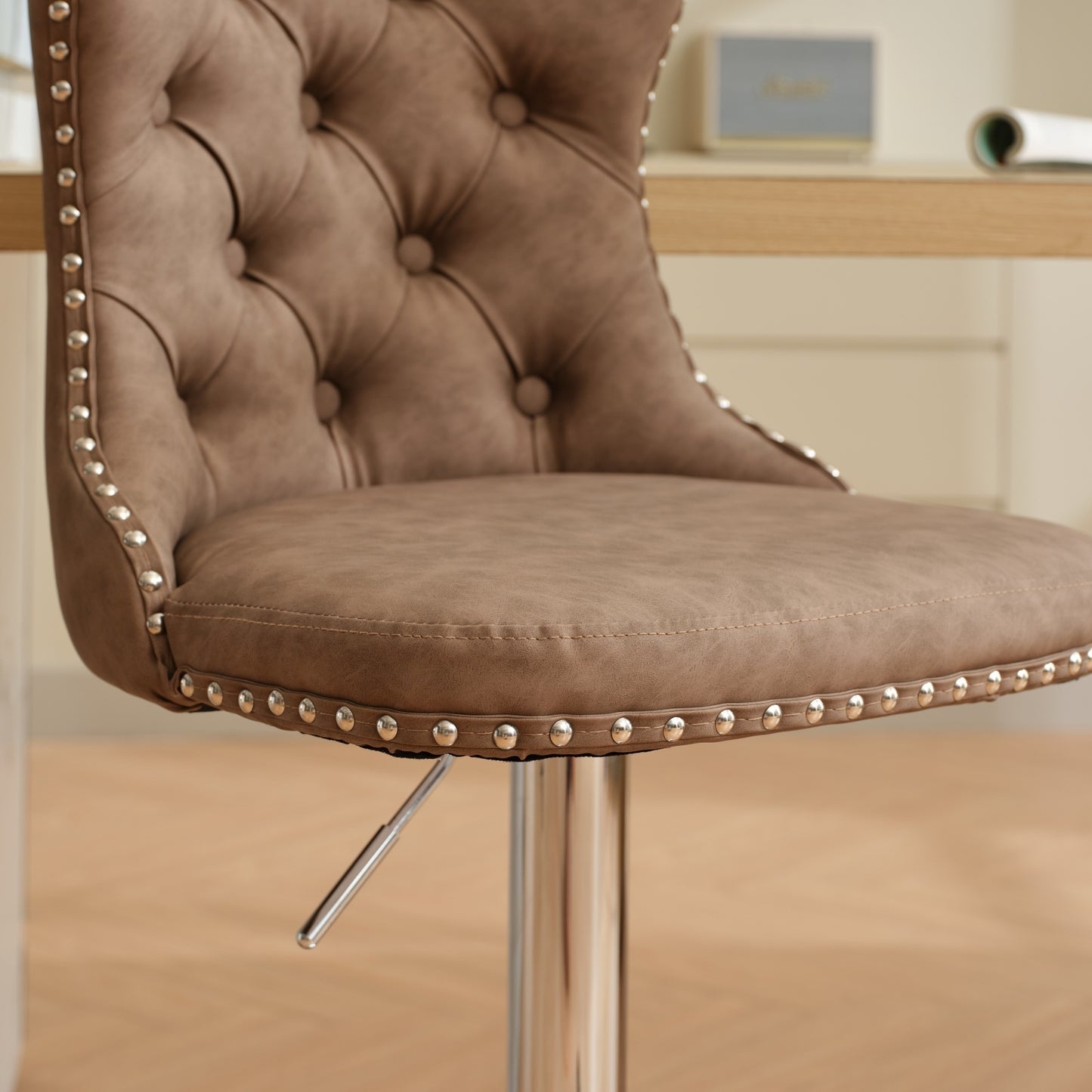 Swivel Brown PU leather Barstools