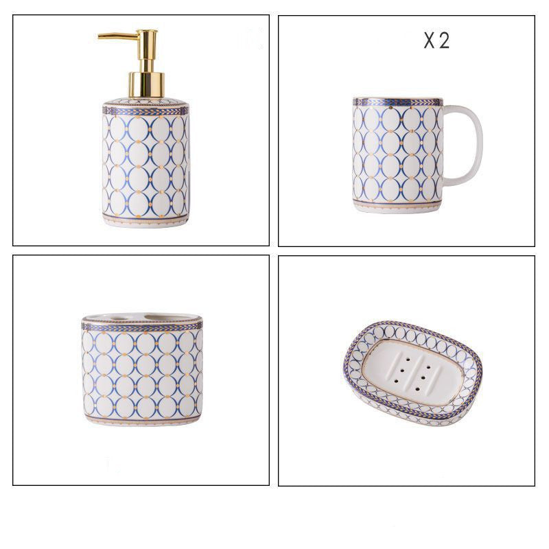 Fancy Ceramic Five-piece Bathroom Set