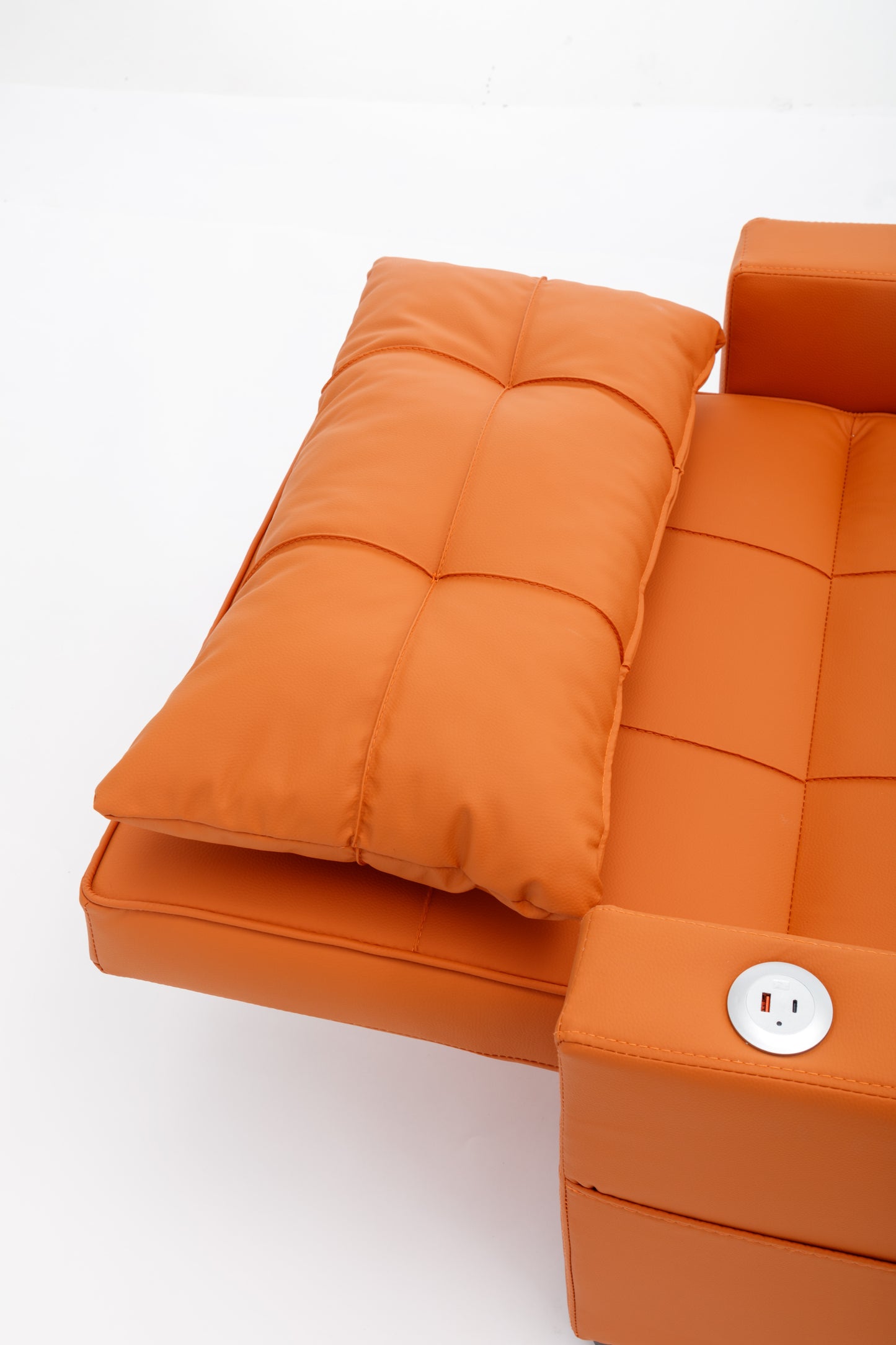 Orange Leather 3-in-1 Convertible Chair