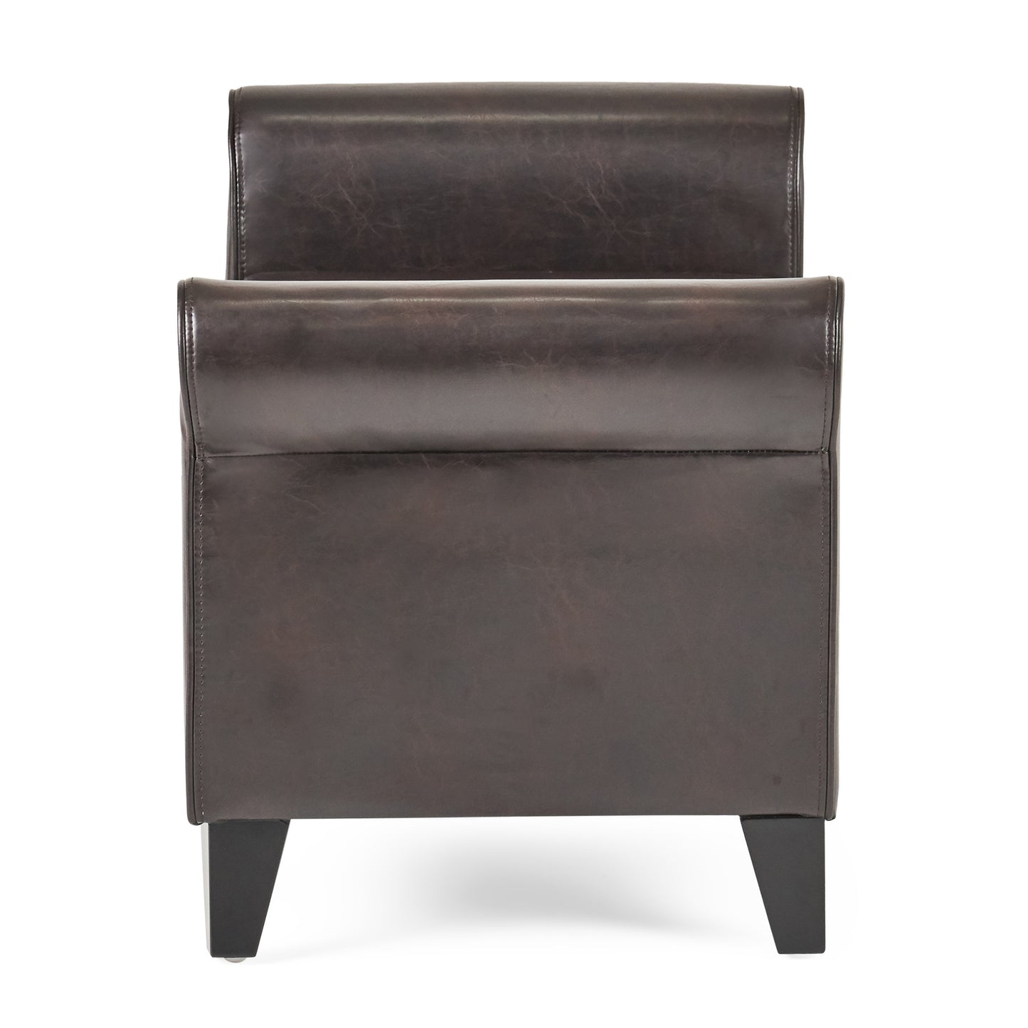 Brown PU Leather Storage Bench