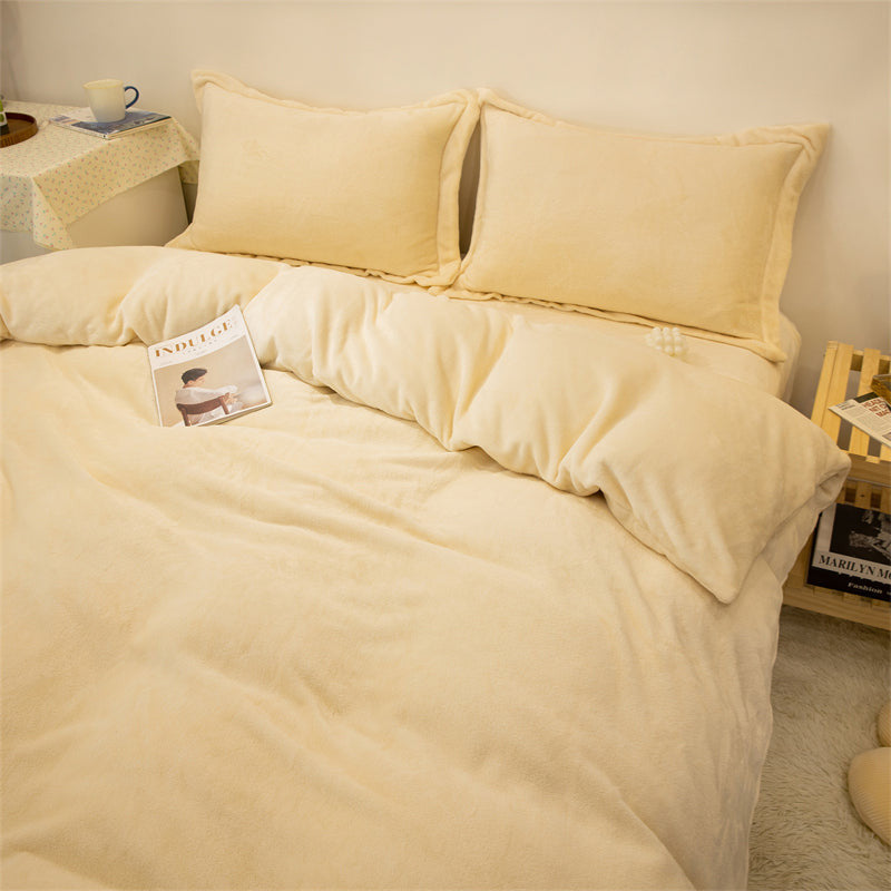 Four-piece Plush Double-sided Fleece Warm Duvet Cover.