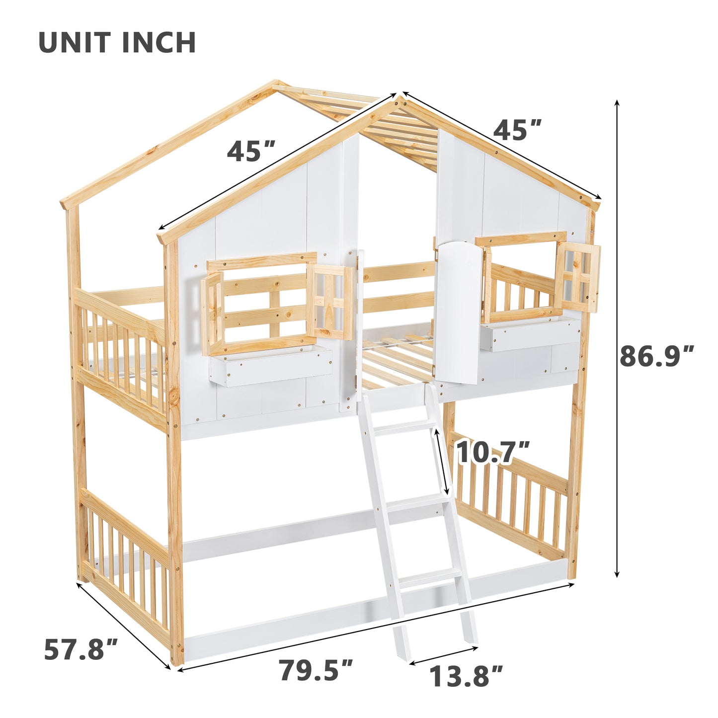 Twin over Twin  Townhouse Bunk Bed