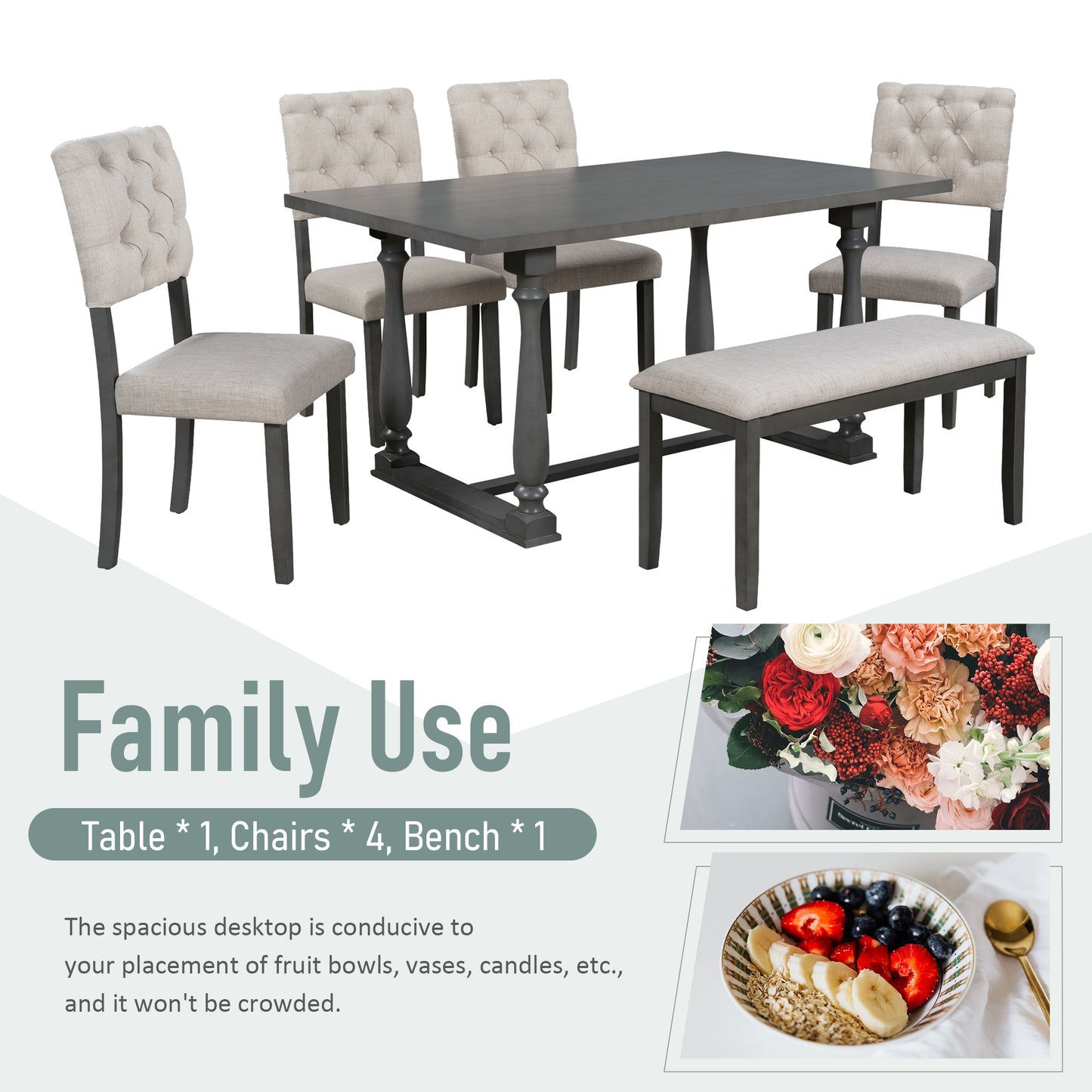 Gray 6-Piece Dining Set