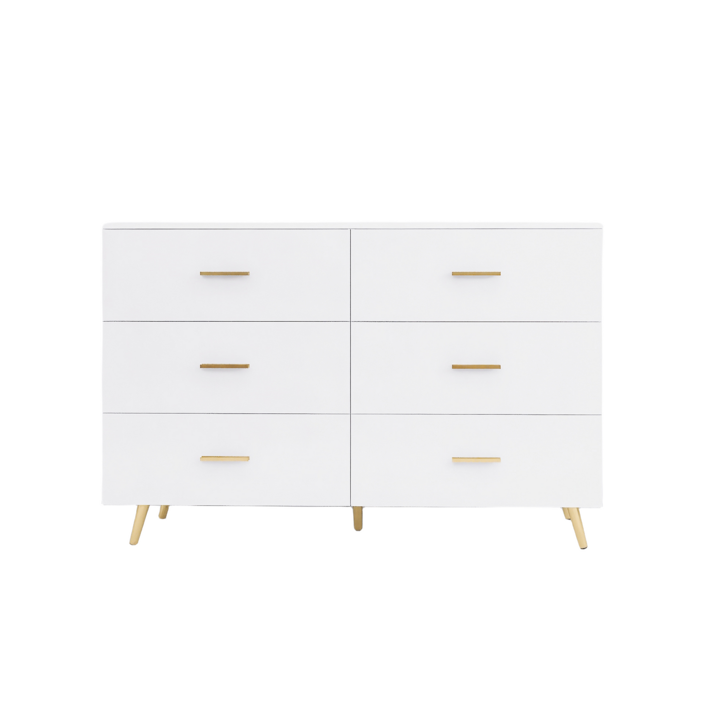 White Glossy 6 Drawer Dresser