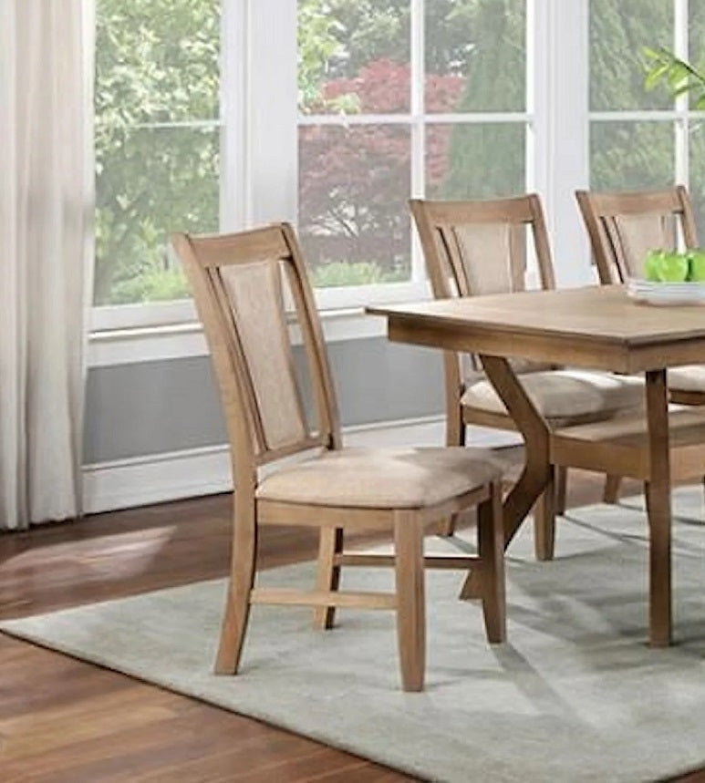 Natural Upholstered Beige Dining Chairs 2pk