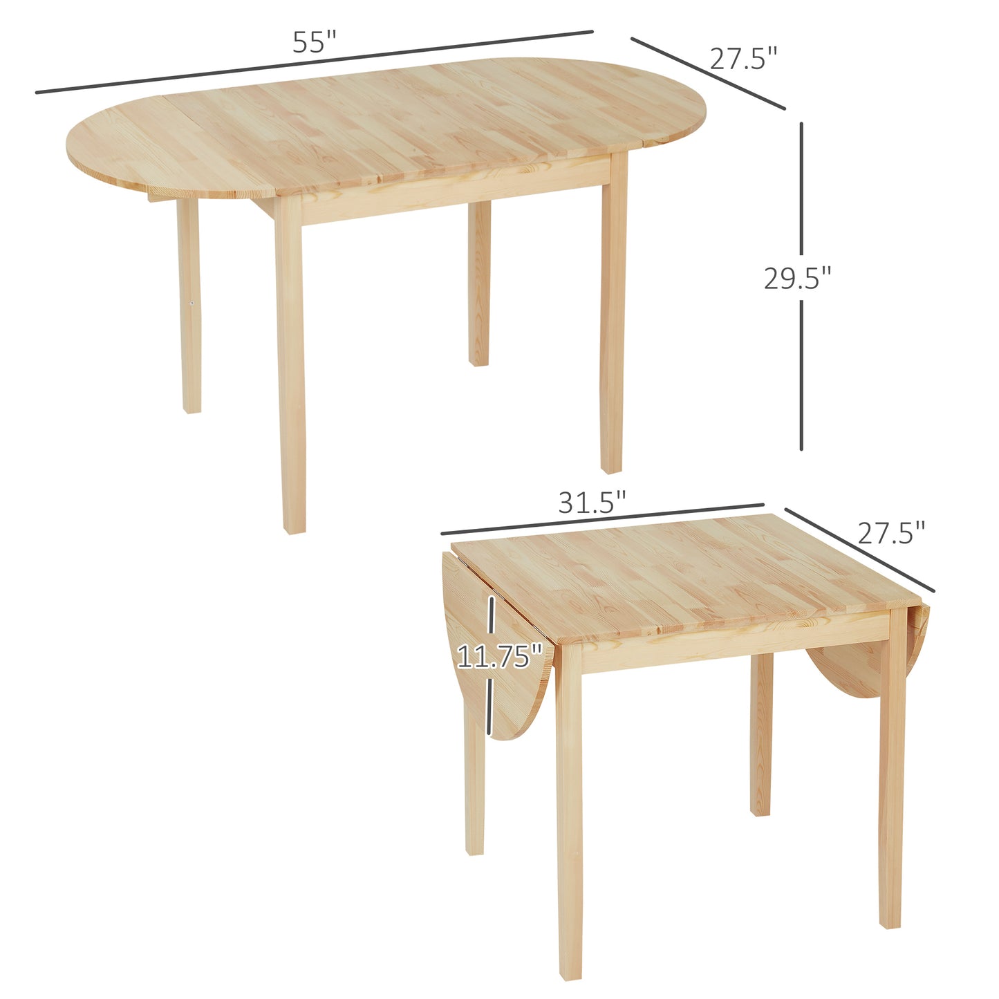 Natural Drop Leaf Table