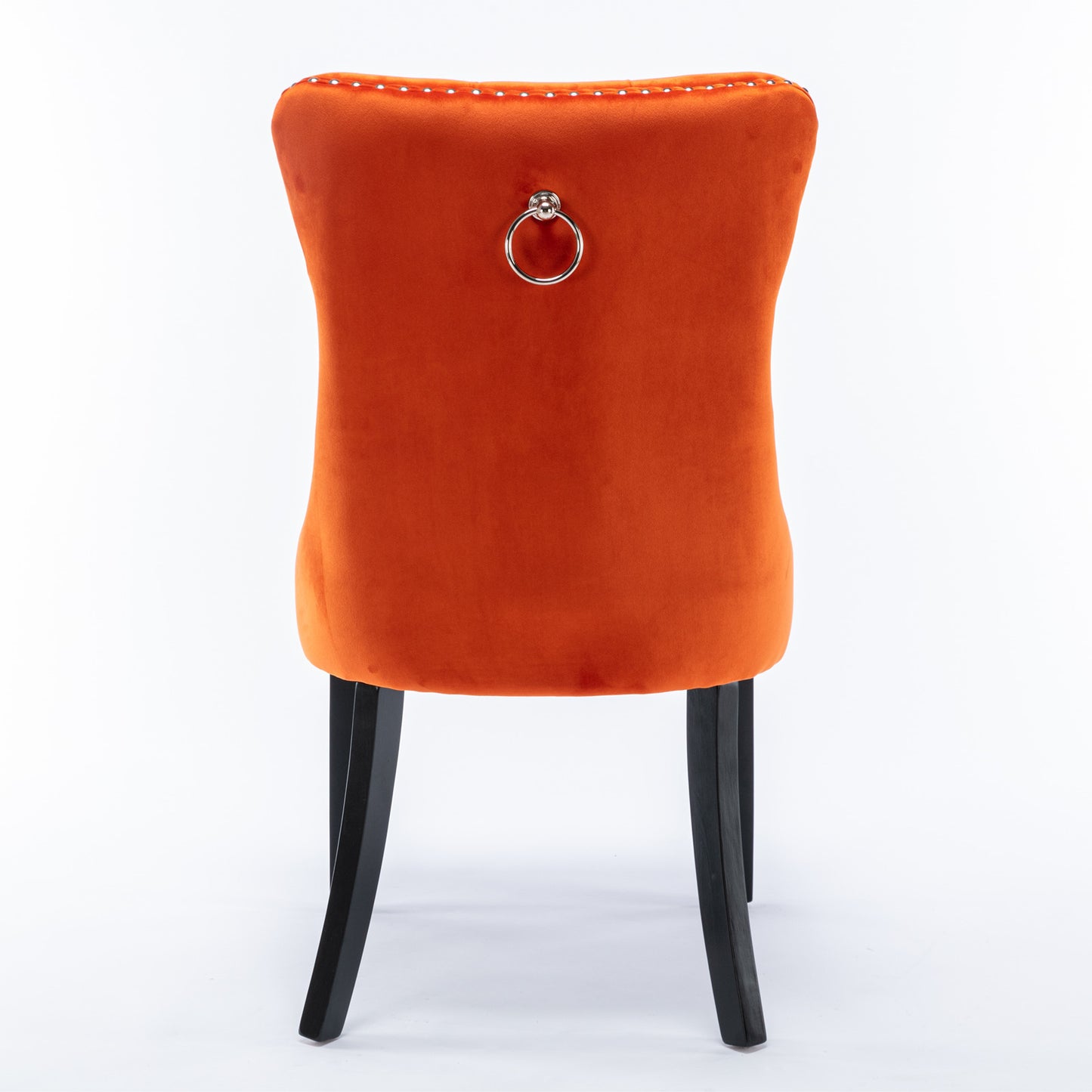 High-End Orange Button Tufted Velvet Dining Chairs 2-Pcs Set